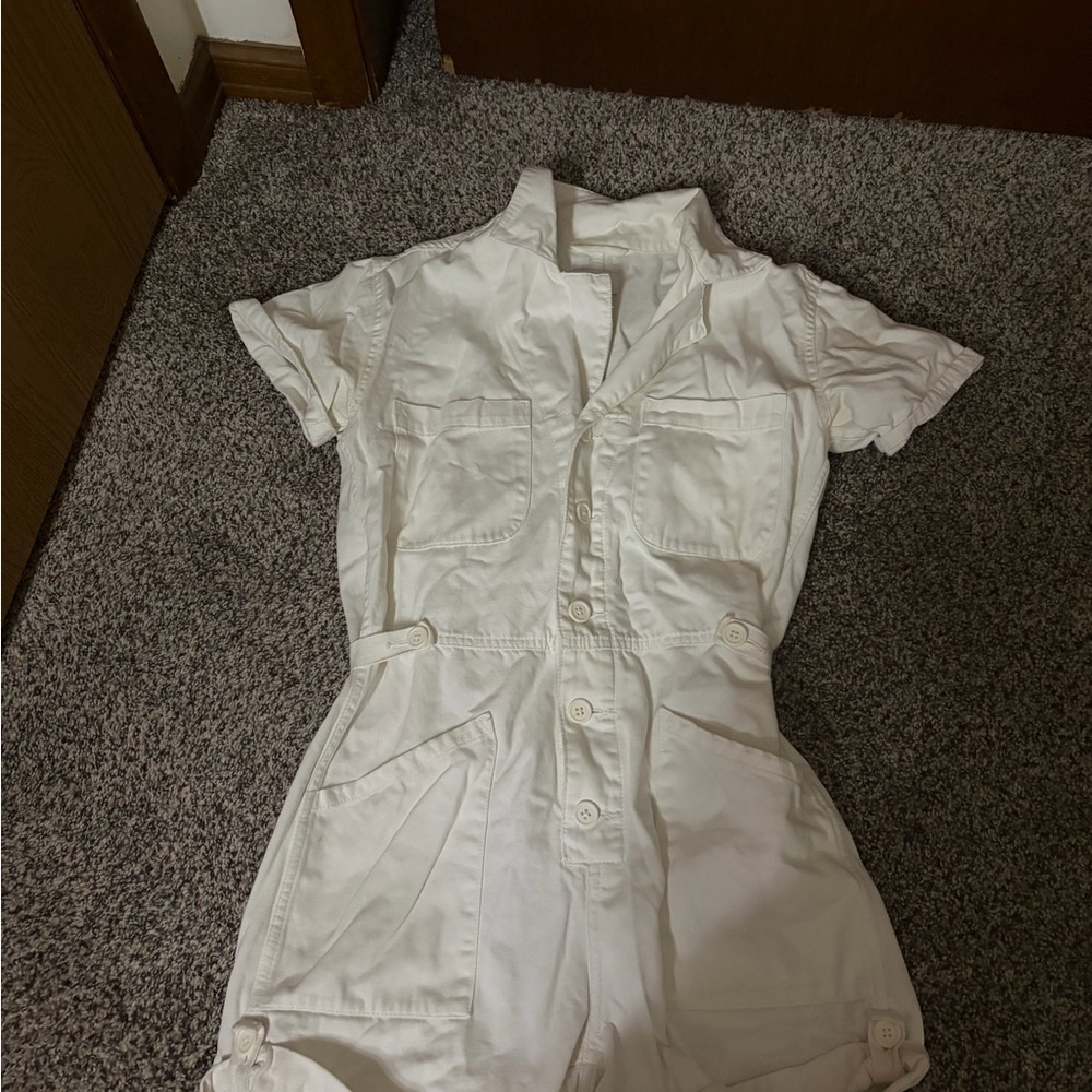 Pistola White Short-Sleeve Jumpsuit